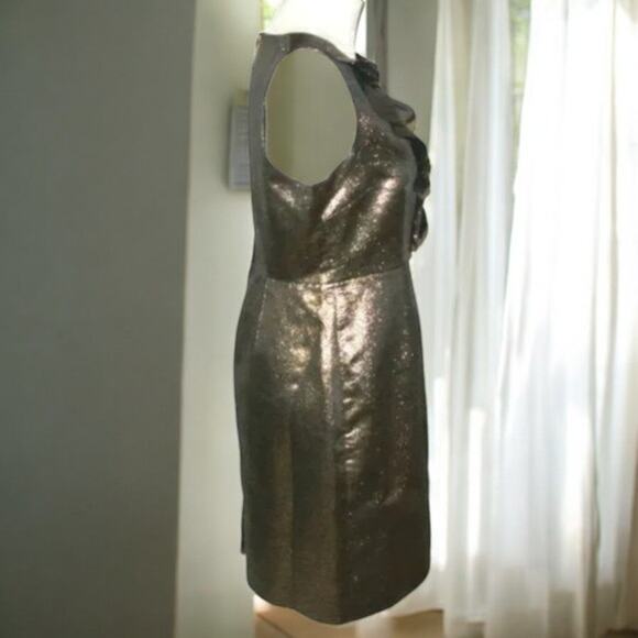 NWT - Kate Spade Gold Metallic Ruffle Vannie Dress Size: 8 - Picture 6 of 6